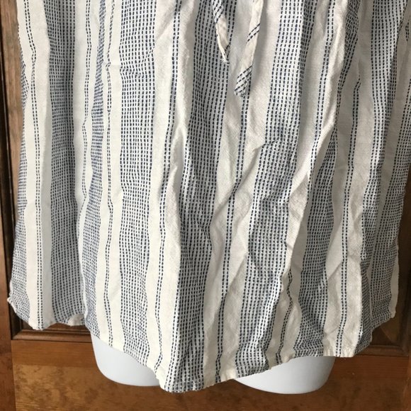 H&M White with Blue Thread Stitched Stripes Cap Sleeve Pullover Top Size 2XL - Picture 4 of 13